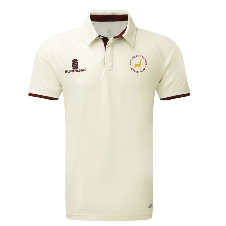 Huntingdon & District CC - Ergo Short Sleeve Maroon Trim Shirt