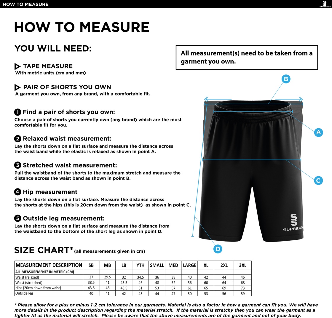 Huntingdon & District CC - Ripstop Short - Size Guide