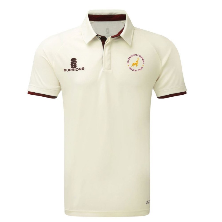 Huntingdon & District CC - Ergo Short Sleeve Maroon Trim Shirt