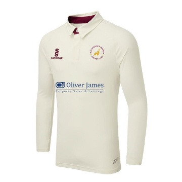 Huntingdon & District CC - Senior Ergo Long Sleeve Maroon Trim Shirt