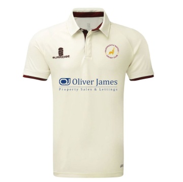 Huntingdon & District CC - Senior Ergo Short Sleeve Maroon Trim Shirt