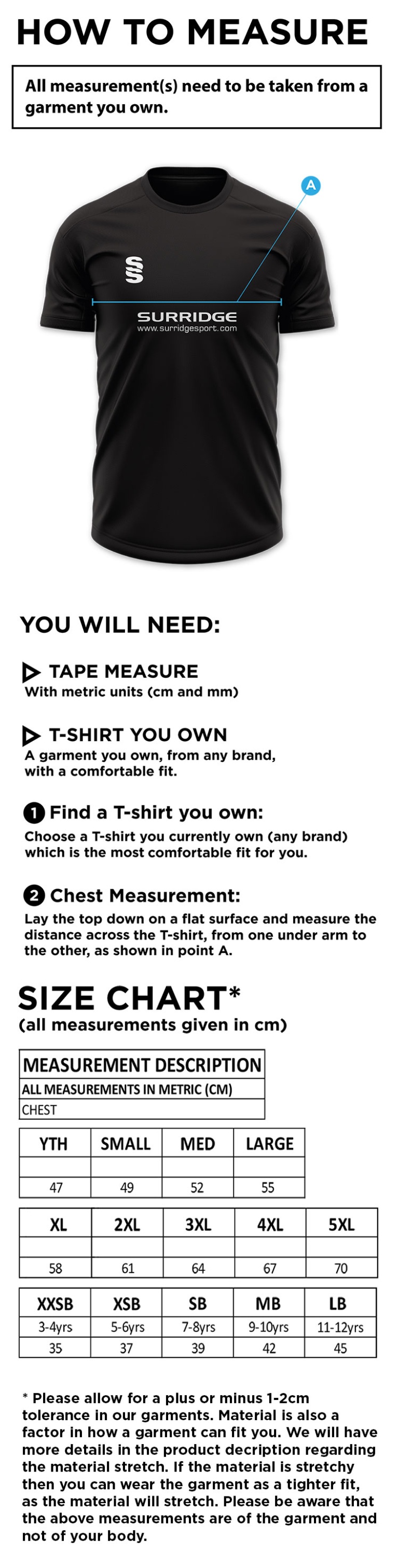 Huntingdon & District CC - Blade Polo - Size Guide